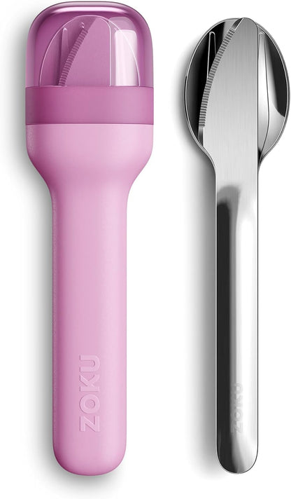 Pocket Utensil Set, Charcoal - Stainless Steel Fork, Knife, and Spoon Nest in Hygienic Case - Portable Design for Travel, School, Work, Picnics, Camping and Outdoor Home Use