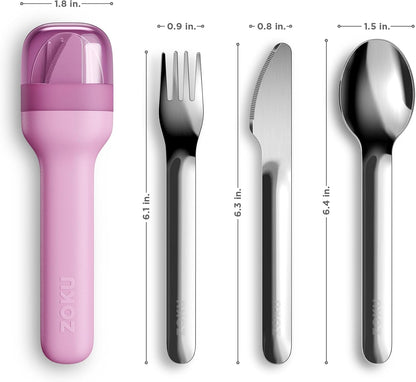 Pocket Utensil Set, Charcoal - Stainless Steel Fork, Knife, and Spoon Nest in Hygienic Case - Portable Design for Travel, School, Work, Picnics, Camping and Outdoor Home Use
