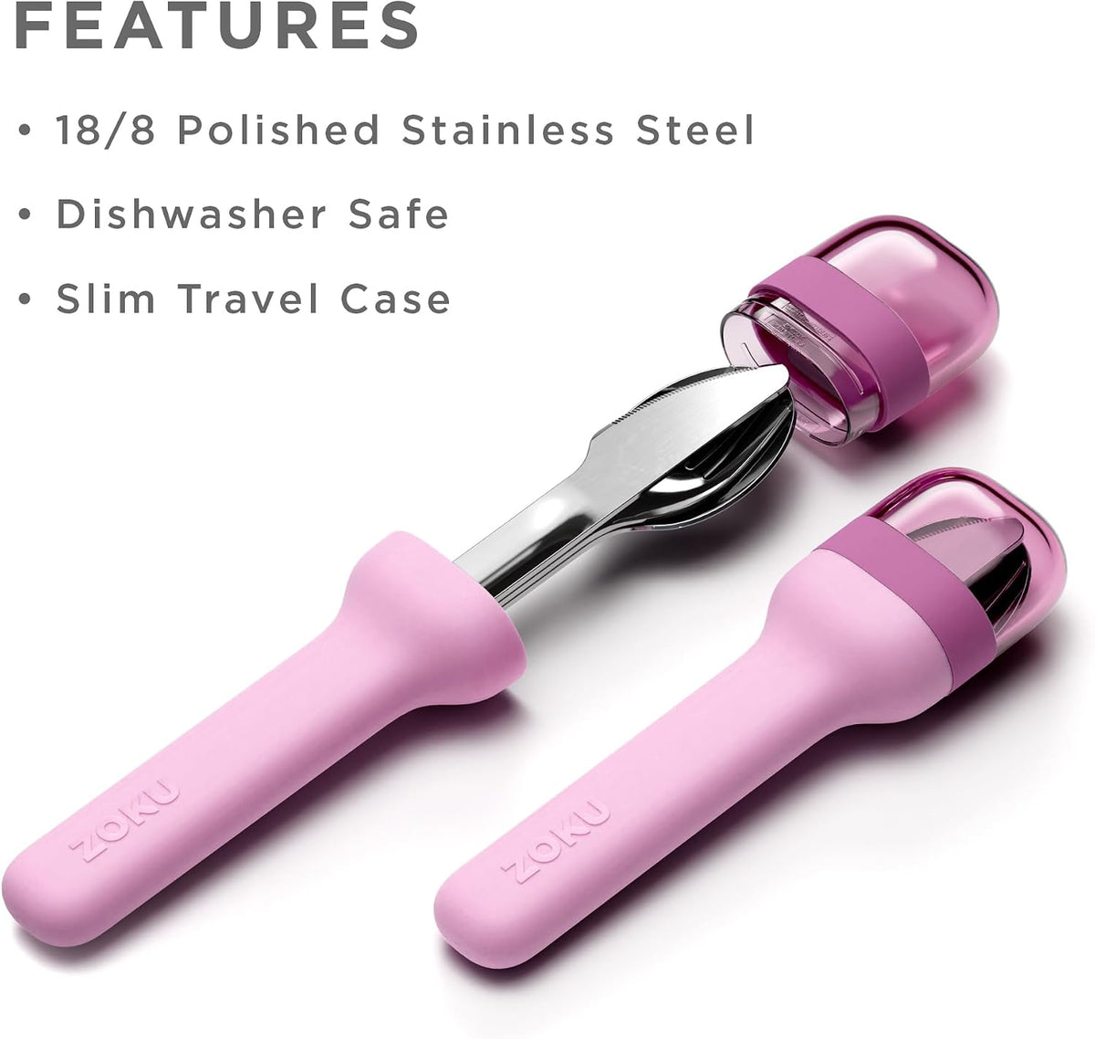 Pocket Utensil Set, Charcoal - Stainless Steel Fork, Knife, and Spoon Nest in Hygienic Case - Portable Design for Travel, School, Work, Picnics, Camping and Outdoor Home Use