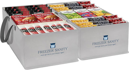 The Original Chest Freezer Organizer Bins, Stackable Storage Organizers, Deep Freezer Dividers, Handles, Heavy-Duty, Waterproof (Large 19x14x9)