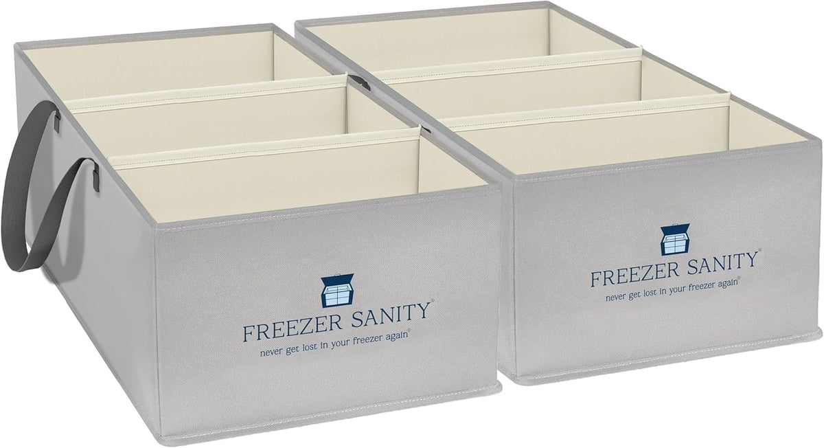 The Original Chest Freezer Organizer Bins, Stackable Storage Organizers, Deep Freezer Dividers, Handles, Heavy-Duty, Waterproof (Large 19x14x9)