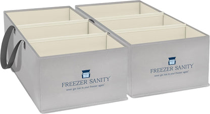 The Original Chest Freezer Organizer Bins, Stackable Storage Organizers, Deep Freezer Dividers, Handles, Heavy-Duty, Waterproof (Large 19x14x9)