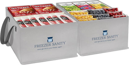The Original Chest Freezer Organizer Bins, Stackable Storage Organizers, Deep Freezer Dividers, Handles, Heavy-Duty, Waterproof (Large 19x14x9)