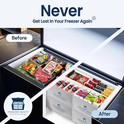 The Original Chest Freezer Organizer Bins, Stackable Storage Organizers, Deep Freezer Dividers, Handles, Heavy-Duty, Waterproof (Large 19x14x9)
