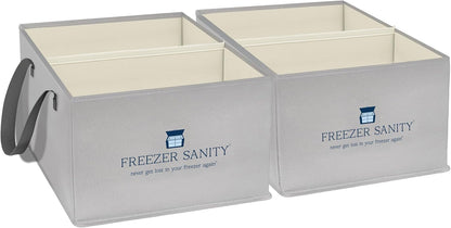 The Original Chest Freezer Organizer Bins, Stackable Storage Organizers, Deep Freezer Dividers, Handles, Heavy-Duty, Waterproof (Large 19x14x9)