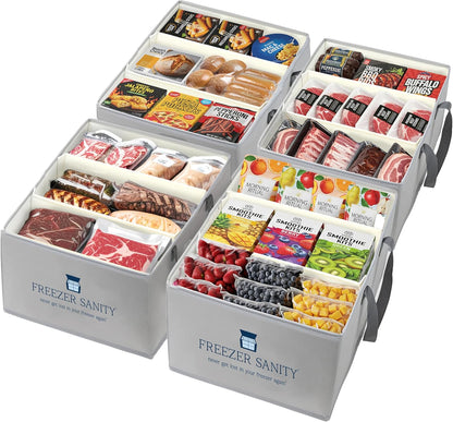 The Original Chest Freezer Organizer Bins, Stackable Storage Organizers, Deep Freezer Dividers, Handles, Heavy-Duty, Waterproof (Large 19x14x9)