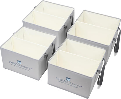 The Original Chest Freezer Organizer Bins, Stackable Storage Organizers, Deep Freezer Dividers, Handles, Heavy-Duty, Waterproof (Large 19x14x9)