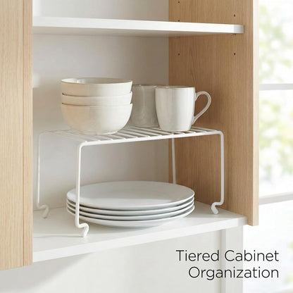 Expandable Medium (13.4-25.1x9inch) Kitchen Organizer Rack, Kitchen Shelves for Spice Organization for Cabinet, Pantry Organizers and Storage, Spice Rack, Desk Organizer, White
