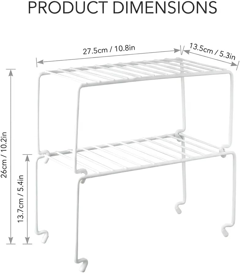 Expandable Medium (13.4-25.1x9inch) Kitchen Organizer Rack, Kitchen Shelves for Spice Organization for Cabinet, Pantry Organizers and Storage, Spice Rack, Desk Organizer, White