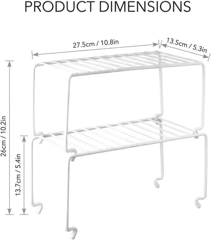 Expandable Medium (13.4-25.1x9inch) Kitchen Organizer Rack, Kitchen Shelves for Spice Organization for Cabinet, Pantry Organizers and Storage, Spice Rack, Desk Organizer, White