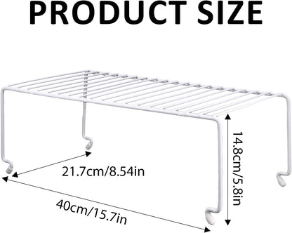 Expandable Medium (13.4-25.1x9inch) Kitchen Organizer Rack, Kitchen Shelves for Spice Organization for Cabinet, Pantry Organizers and Storage, Spice Rack, Desk Organizer, White