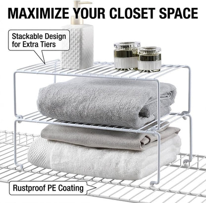 Expandable Medium (13.4-25.1x9inch) Kitchen Organizer Rack, Kitchen Shelves for Spice Organization for Cabinet, Pantry Organizers and Storage, Spice Rack, Desk Organizer, White