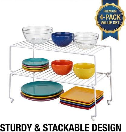 Expandable Medium (13.4-25.1x9inch) Kitchen Organizer Rack, Kitchen Shelves for Spice Organization for Cabinet, Pantry Organizers and Storage, Spice Rack, Desk Organizer, White