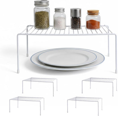 Expandable Medium (13.4-25.1x9inch) Kitchen Organizer Rack, Kitchen Shelves for Spice Organization for Cabinet, Pantry Organizers and Storage, Spice Rack, Desk Organizer, White