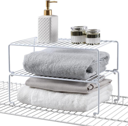 Expandable Medium (13.4-25.1x9inch) Kitchen Organizer Rack, Kitchen Shelves for Spice Organization for Cabinet, Pantry Organizers and Storage, Spice Rack, Desk Organizer, White