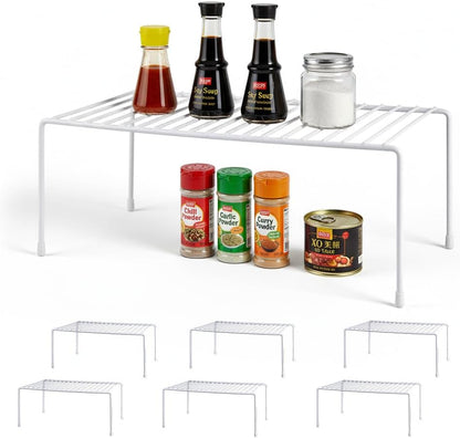 Expandable Medium (13.4-25.1x9inch) Kitchen Organizer Rack, Kitchen Shelves for Spice Organization for Cabinet, Pantry Organizers and Storage, Spice Rack, Desk Organizer, White