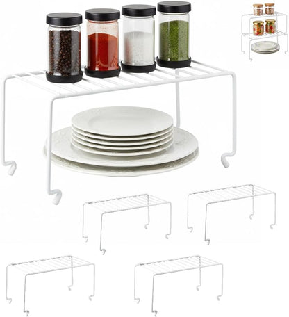 Expandable Medium (13.4-25.1x9inch) Kitchen Organizer Rack, Kitchen Shelves for Spice Organization for Cabinet, Pantry Organizers and Storage, Spice Rack, Desk Organizer, White