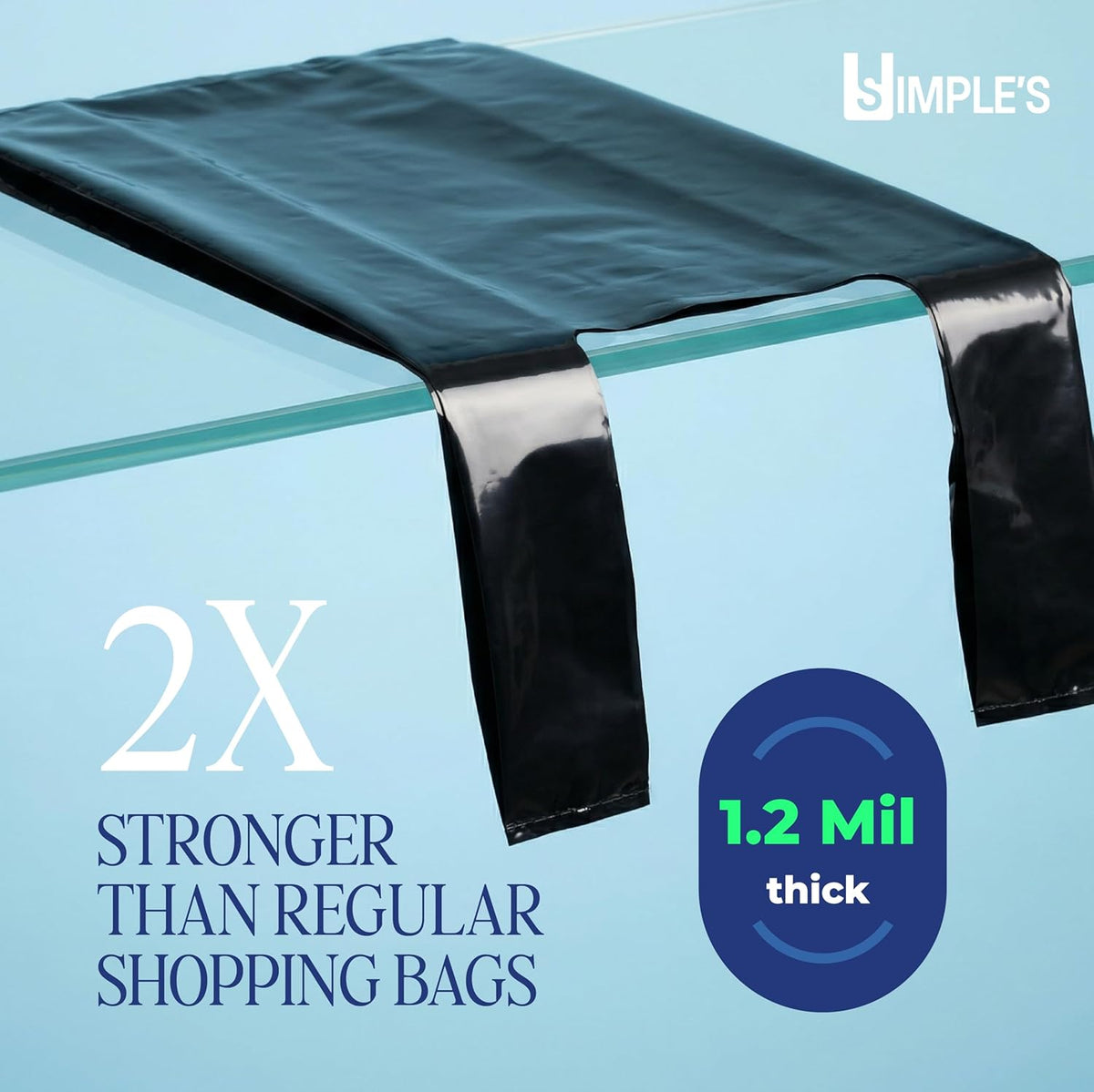 Black Plastic T-Shirt Bags with Handles – 80 Count – 12"x7"x22" – 1.2 Mil – Grocery & Retail