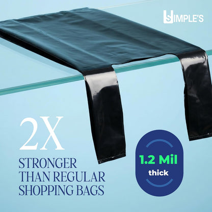 Black Plastic T-Shirt Bags with Handles – 80 Count – 12"x7"x22" – 1.2 Mil – Grocery & Retail