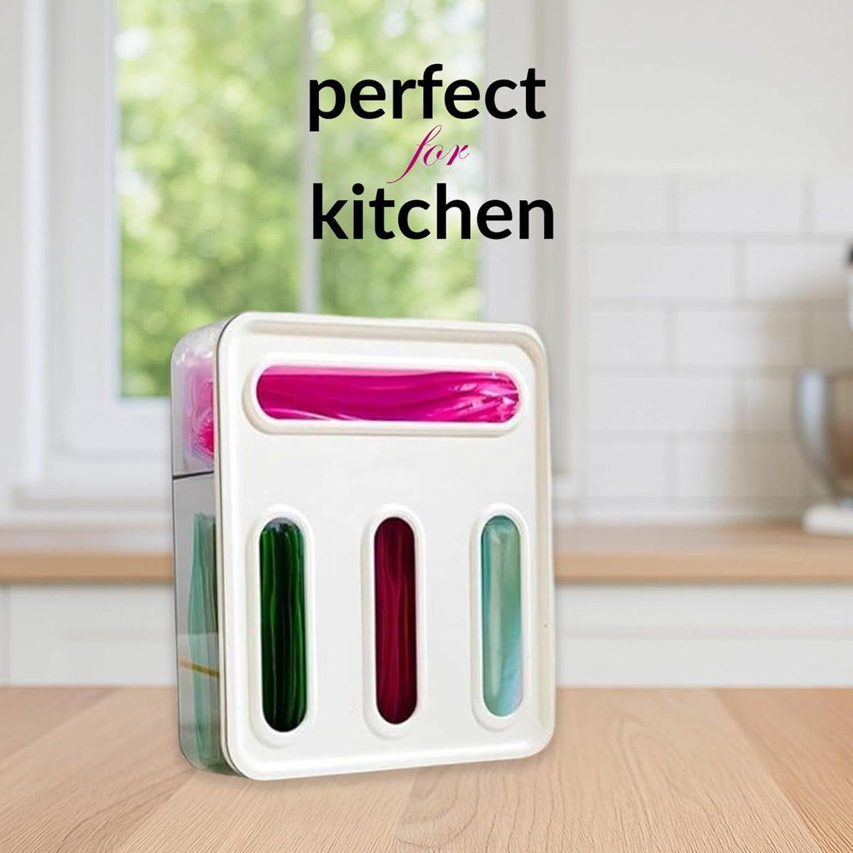 Storage Bag Organizer for Kitchen Drawer – 4 in 1 Plastic Baggie Organizer with Labels | Fits Gallon, Quart, Sandwich & Snack Bags | Ziplock Food Storage Bag Holder | Wall Mount or Drawer Use (White)