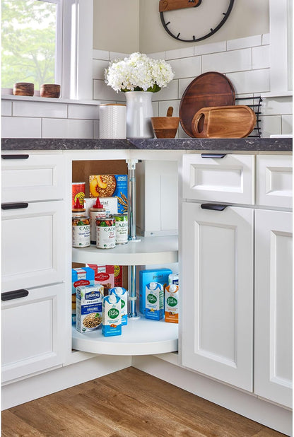 2 Tier Pie-Cut Plastic Lazy Susan for Corner Base Cabinets, 24"
