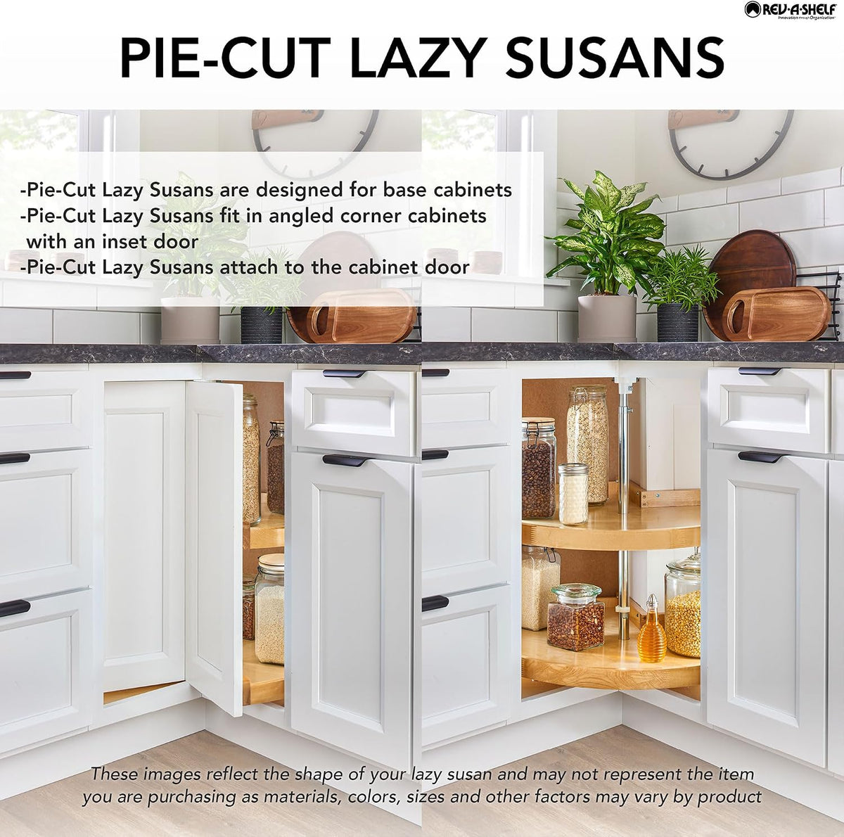 2 Tier Pie-Cut Plastic Lazy Susan for Corner Base Cabinets, 24"