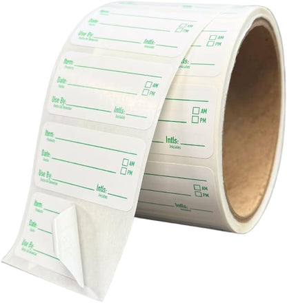 2x1 Removable Freezer Food Labels Stickers for Containers, 250 Waterproof Label Stickers for Jars, Removable Labels for Storage Bins, with Easy Peel-Off (250, Green)