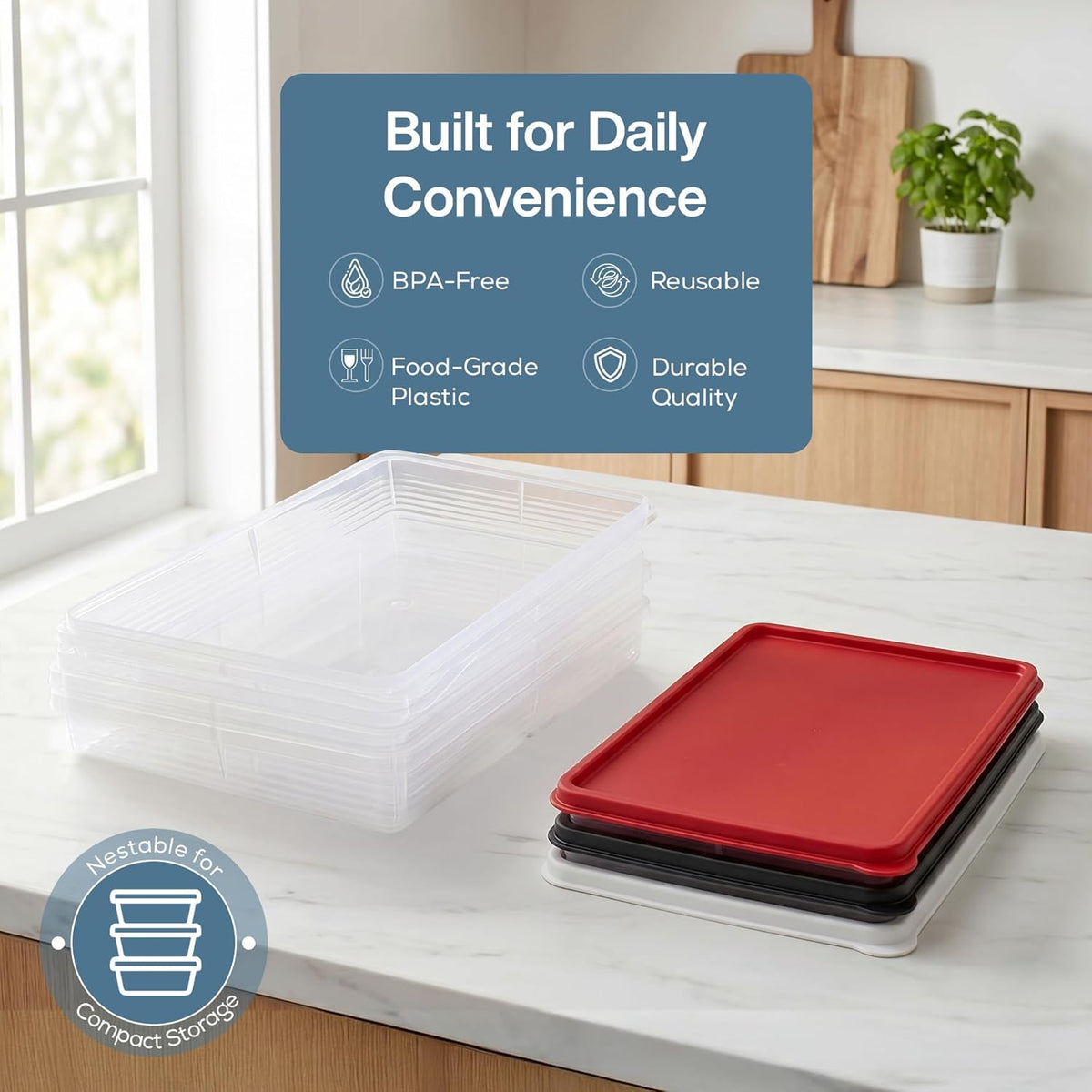 Deli Meat Containers with Lids – Set of 2 Deli Food Containers with Lids – Airtight Food Storage Containers for Cheese, Bacon, Fruits, Cookies – BPA-Free Stackable Deli Meat Container for Fridge