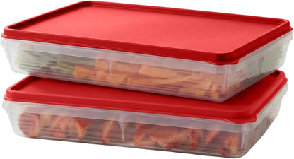 Deli Meat Containers with Lids – Set of 2 Deli Food Containers with Lids – Airtight Food Storage Containers for Cheese, Bacon, Fruits, Cookies – BPA-Free Stackable Deli Meat Container for Fridge