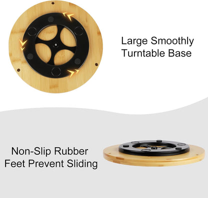 2 Tier Lazy Susan Organizer,Revolving Spice Rack,10 inch Wood Lazy Susan Turntable for Cabinet, Shelf, Countertop, or Table