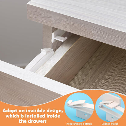 Child Safety Drawer Locks,8 Pack Safety Invisible Drawer Latches