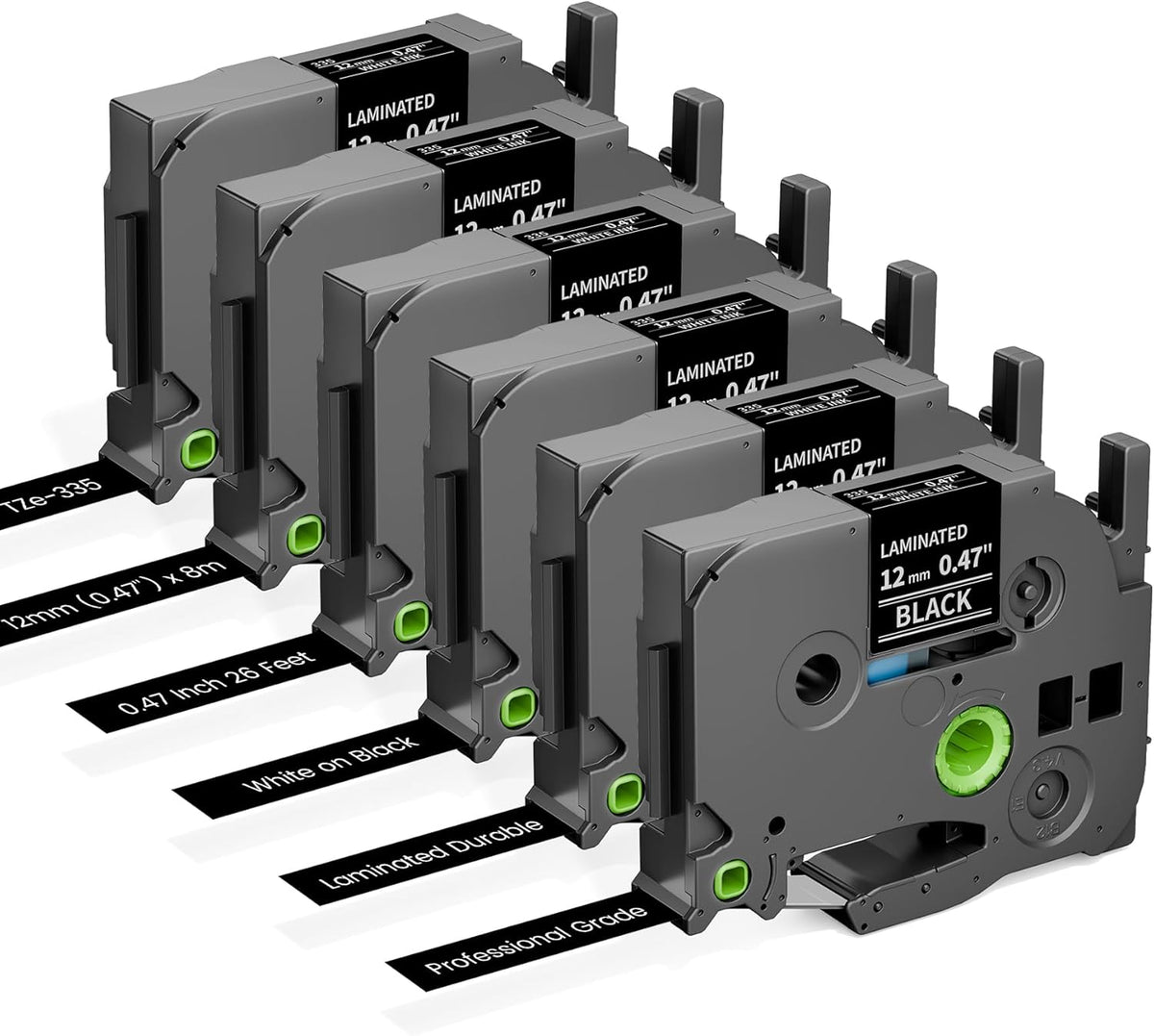 6-Pack Replace for Brother Label Maker Refills TZe-231 12mm 0.47 Black Ink on White Tape Laminated Compatible with Brother Label Maker Tape for P-Touch PTD210 D220 H110 H111 D410 610BT CUBE