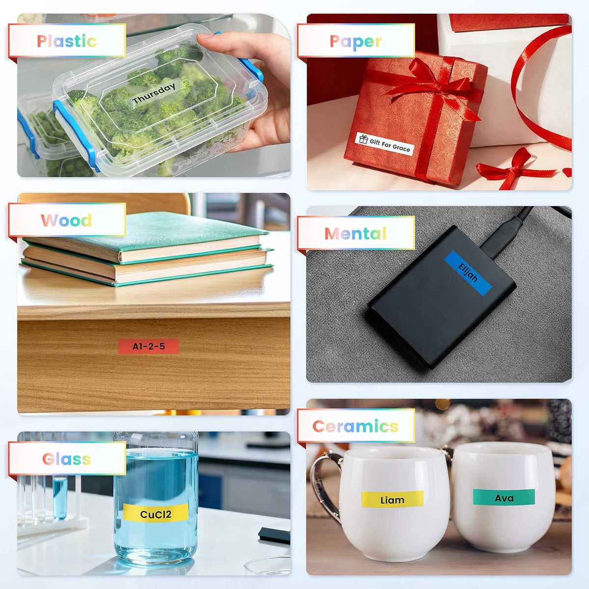 6-Pack Replace for Brother Label Maker Refills TZe-231 12mm 0.47 Black Ink on White Tape Laminated Compatible with Brother Label Maker Tape for P-Touch PTD210 D220 H110 H111 D410 610BT CUBE