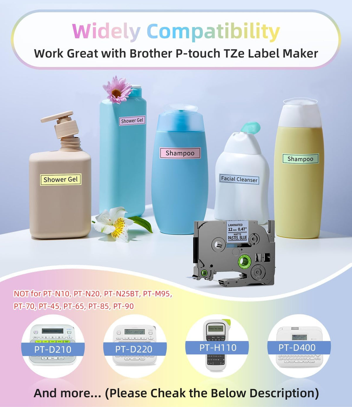 6-Pack Replace for Brother Label Maker Refills TZe-231 12mm 0.47 Black Ink on White Tape Laminated Compatible with Brother Label Maker Tape for P-Touch PTD210 D220 H110 H111 D410 610BT CUBE