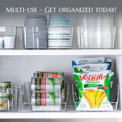 Soda Can Organizer - Clear Plastic Storage Dispenser Bin for Refrigerator. Great Drink Holder for Kitchen Cabinets, Countertops, Pantry, Freezer and Fridge. (2-Pack)