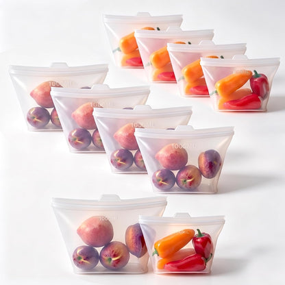 8 Pack Reusable Silicone Bags - 100% Food Grade,Medium & Small