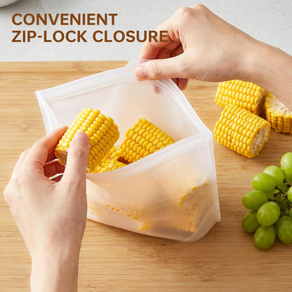 8 Pack Reusable Silicone Bags - 100% Food Grade,Medium & Small