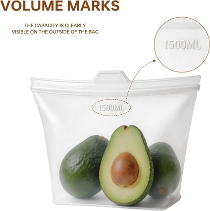 8 Pack Reusable Silicone Bags - 100% Food Grade,Medium & Small