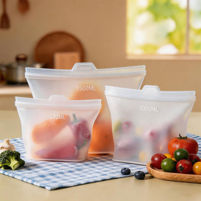 8 Pack Reusable Silicone Bags - 100% Food Grade,Medium & Small