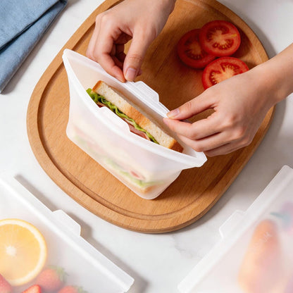 8 Pack Reusable Silicone Bags - 100% Food Grade,Medium & Small