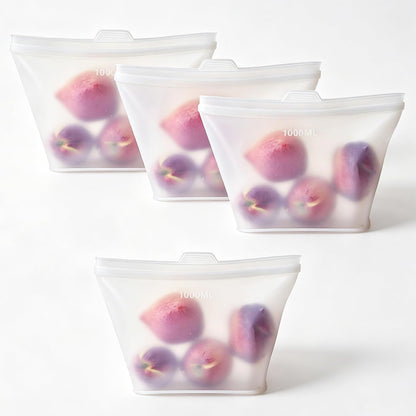 8 Pack Reusable Silicone Bags - 100% Food Grade,Medium & Small
