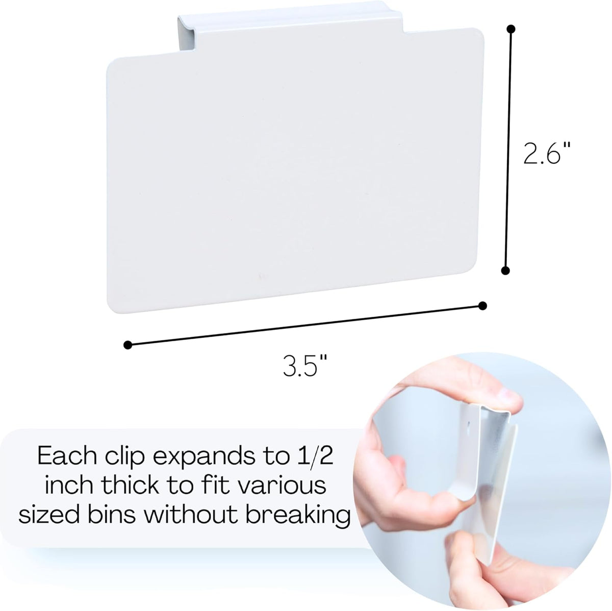 Metal Non-Slip Basket Labels Clip On for Storage Bins, or Wire Racks | Includes 8 Labels, 8 Non-Slip Pads, and 1 Free Marker (Cream)