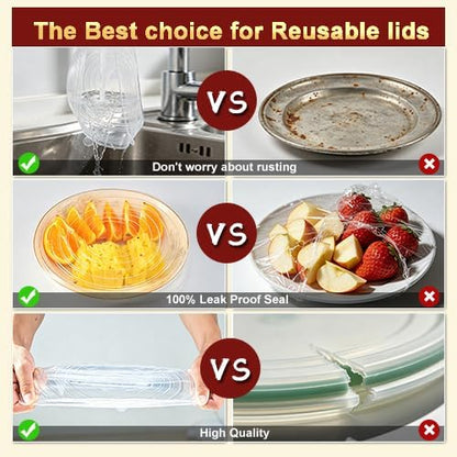 Reusable Silicone Stretch Fresh-Keeping Lids, 6 Sizes 2.6/3.6/4.4/5.5/6.3/7.5 Inches Food Storage Covers, Fit Cup, Bowl, Plate, Fruit and Glass Bowl to Keep Food Fresh