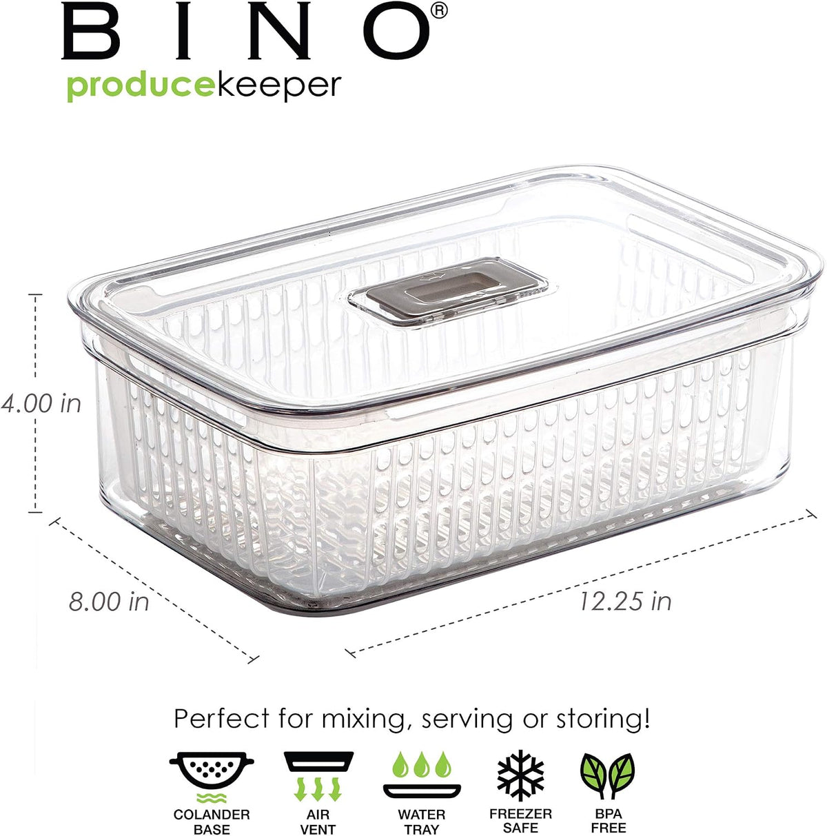 Produce Saver - 15.2 Cup/3.6L | Fridge Storage Containers for Fruits and Vegetables | Vegetable Storage with Adjustable Air Vent, Removable Basket | BPA-Free Fridge Organizers and Storage