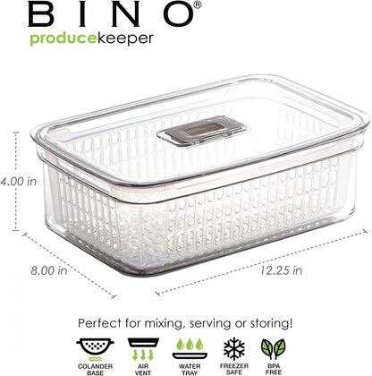 Produce Saver - 15.2 Cup/3.6L | Fridge Storage Containers for Fruits and Vegetables | Vegetable Storage with Adjustable Air Vent, Removable Basket | BPA-Free Fridge Organizers and Storage
