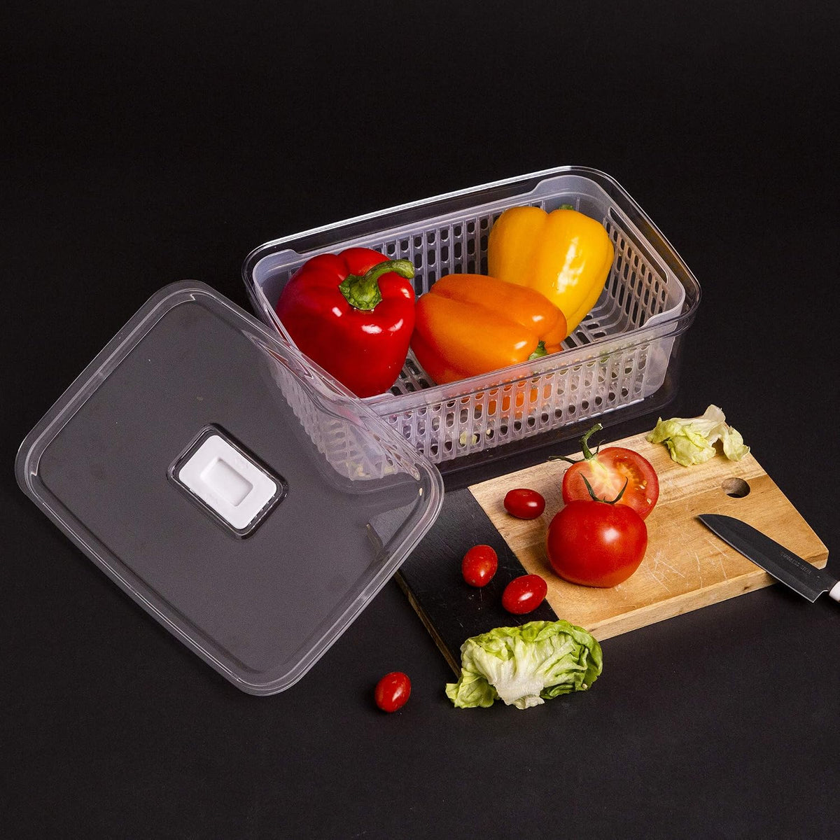 Produce Saver - 15.2 Cup/3.6L | Fridge Storage Containers for Fruits and Vegetables | Vegetable Storage with Adjustable Air Vent, Removable Basket | BPA-Free Fridge Organizers and Storage