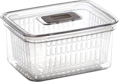 Produce Saver - 15.2 Cup/3.6L | Fridge Storage Containers for Fruits and Vegetables | Vegetable Storage with Adjustable Air Vent, Removable Basket | BPA-Free Fridge Organizers and Storage