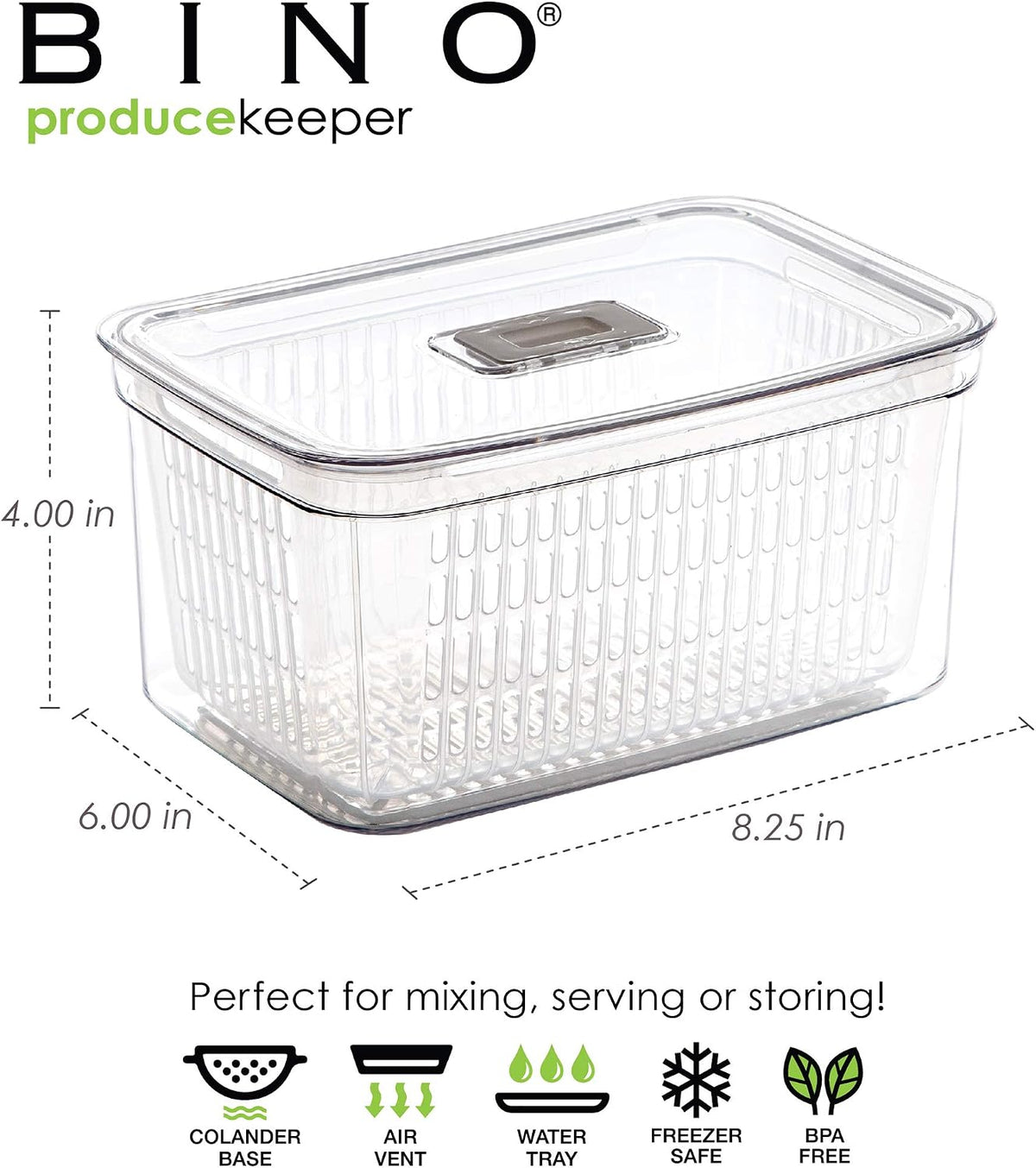 Produce Saver - 15.2 Cup/3.6L | Fridge Storage Containers for Fruits and Vegetables | Vegetable Storage with Adjustable Air Vent, Removable Basket | BPA-Free Fridge Organizers and Storage