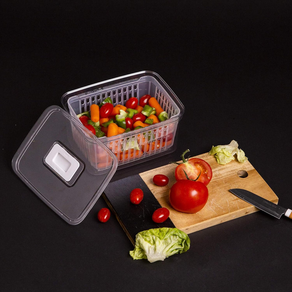 Produce Saver - 15.2 Cup/3.6L | Fridge Storage Containers for Fruits and Vegetables | Vegetable Storage with Adjustable Air Vent, Removable Basket | BPA-Free Fridge Organizers and Storage
