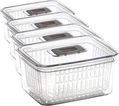 Produce Saver - 15.2 Cup/3.6L | Fridge Storage Containers for Fruits and Vegetables | Vegetable Storage with Adjustable Air Vent, Removable Basket | BPA-Free Fridge Organizers and Storage
